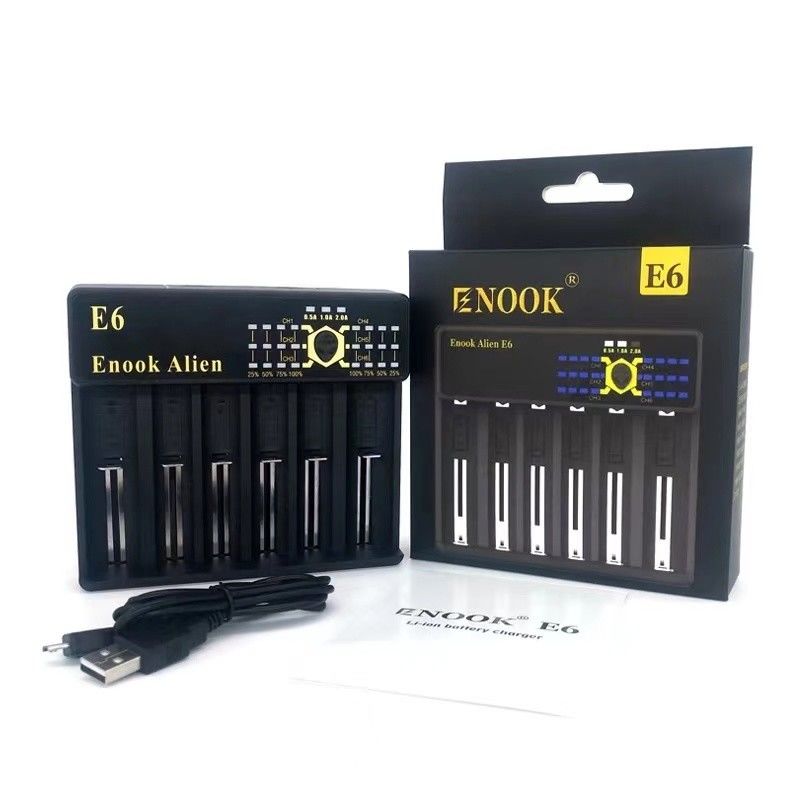 2A 6 Slot Lithium Ion Battery Charger 18650/26650/18350/18490/18500 Battery Charger