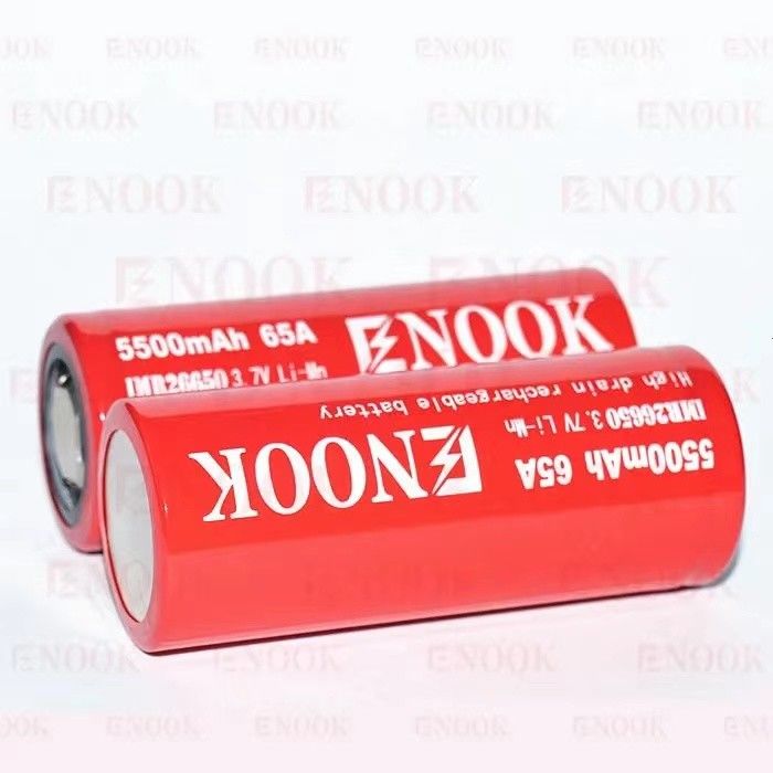 Best selling Enook 26650 cell li ion 5500mAh 65A high drain 3.7V rechargeable battery flat top battery