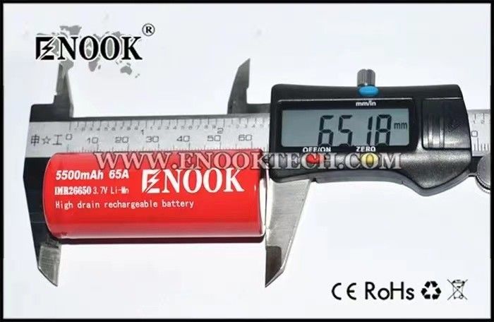 Best selling Enook 26650 cell li ion 5500mAh 65A high drain 3.7V rechargeable battery flat top battery