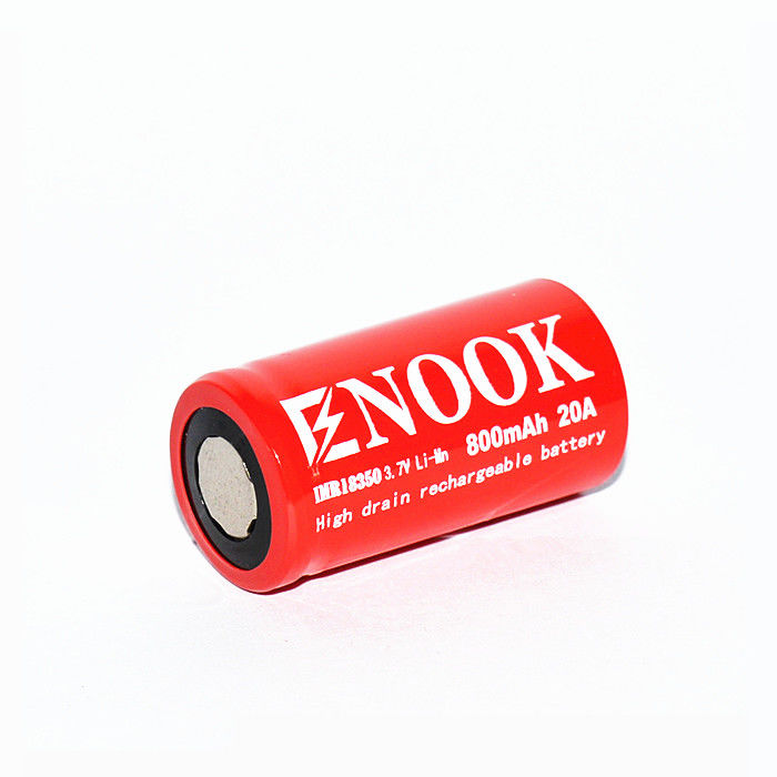 Rechargeable IMR Li Ion Battery 800mAh 20amp 18350 Li Mn Battery For Flashlight