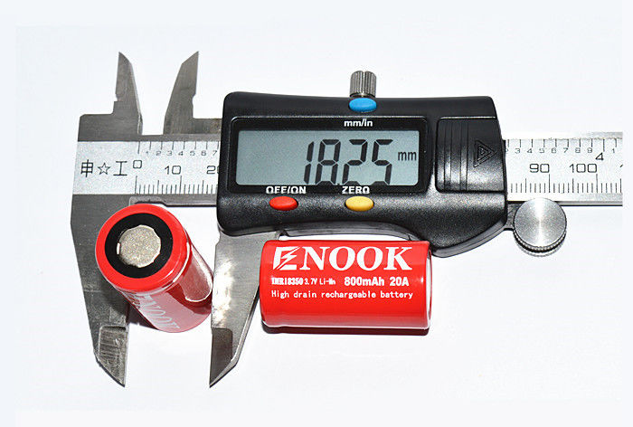 Rechargeable IMR Li Ion Battery 800mAh 20amp 18350 Li Mn Battery For Flashlight