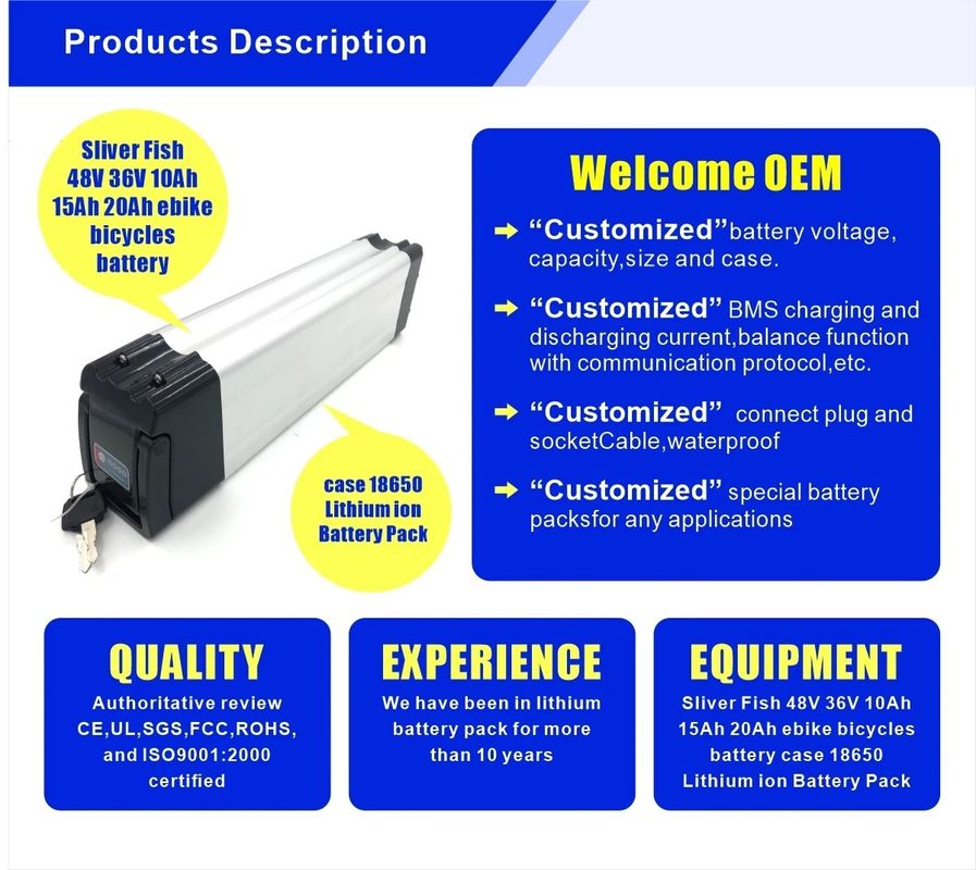 12V 24V 48V 36V 10Ah 20Ah E Scooter Battery Pack Customized Ebike Lithium Battery Pack