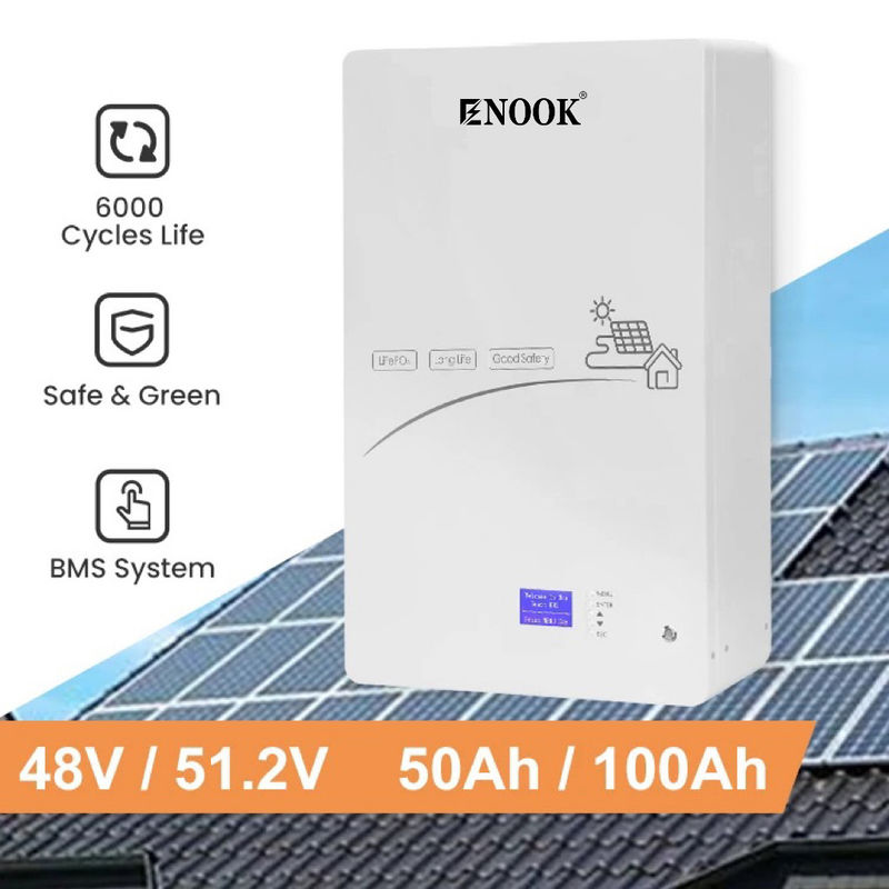 Enook Solar 5KWH 10KWH LifePO4 Lithium Battery 24V 48V Solar Energy 200Ah Power Wall Lifepo4 Pack