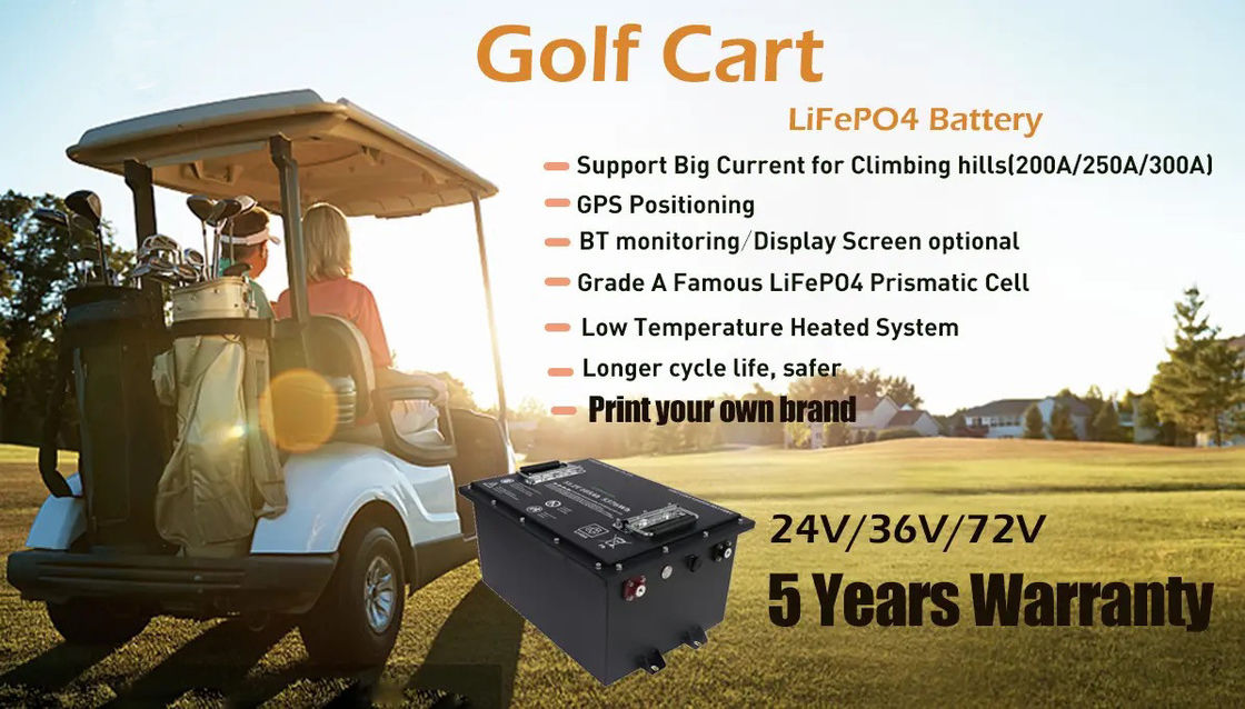 Recharge Golf Cart Battery 12.8v 24v 36v 48v 51.2v 72v 100AH Lithium Ion Lifepo4 Battery With Intelligent Software BMS