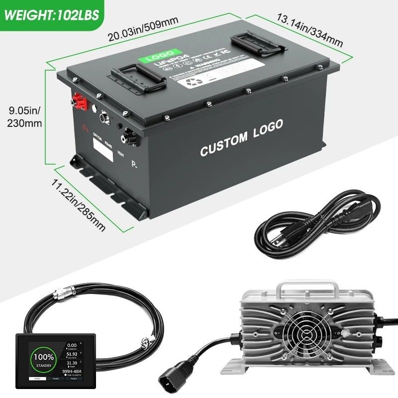 Electric Golf Cart Lithium Ion Batteries Pack with Bluetooth and 58.4V Charge Voltage